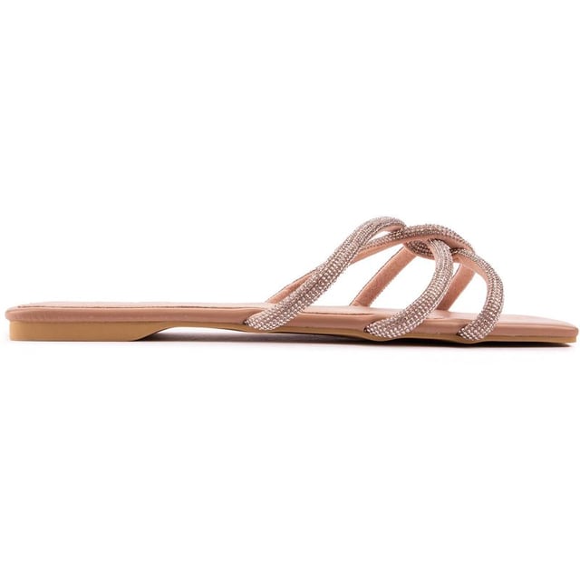 The Lysa Sandals From Sole Are A Pair Of Nude Flats With A Super-chic, Ultra-feminine Twist. With Delicately Diamante-covered Straps And A Super Flat Sole, Making This Glamorous Style Perfect For A Sunny Day And A Warm Summer's Night.
