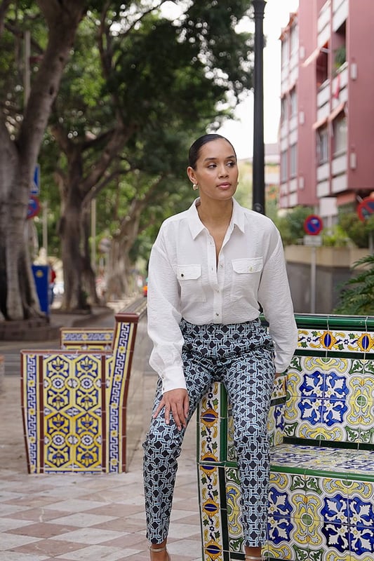 Outfit-transforming trousersCut in a timeless tapered silhouetteSplashed with a standout geo print - prepare for complimentsYou'll wear them for work and playEffortlessly chic with a white shirtComplete the look with courts and a blazerInside leg to fit: Short 29" | Regular 31" | Long 33"
