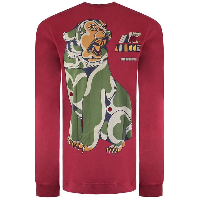 Nicce Lange Mouw Crew Neck Rood Heren Grizzly Top 1389 K002 0493