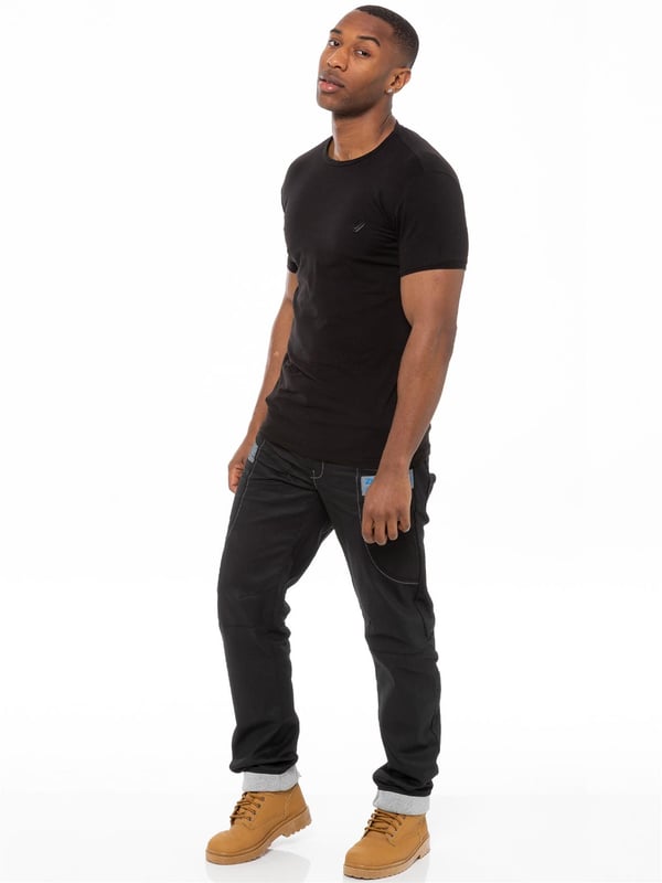 Mens black cuffed jeans clearance