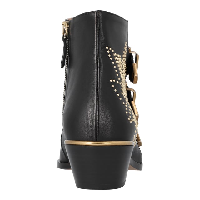 Stiefelette Absatzhöhe: 4 cm  
Effektive Absatzhöhe: 3 cm  

- Obermaterial: Nappa-Schafsleder  
- Absatz: mehrlagiges Kalbsleder  
- Sohle: Kalbsleder  
- Futter: Kalbsleder