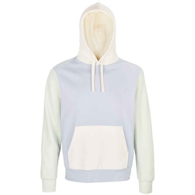 Material: 80% Organic Combed Cotton, 20% Recycled Polyester. Fabric: Brushed Back Fleece. Design: Contrast Panel. 280gsm. Hood Features: Drawcord, Lined. Hem: Fitted, Ribbed. Drop Shoulder, Locker Patch, Unbranded Size Label. Cuff: Fitted, Ribbed. Neckline: Hooded, Taped. Sleeve-Type: Long-Sleeved. Pockets: 1 Kangaroo Pocket. Fastening: Pull Over. Sustainability: ACCORD, Amfori, BSCI, Fair Wear Approved, Oeko-Tex Standard 100 Certified, PETA-Approved Vegan, REACH.