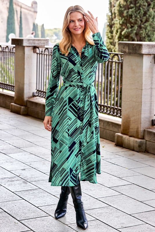 Black geometric dress clearance