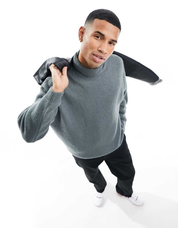 Fluffy roll neck jumper shop
