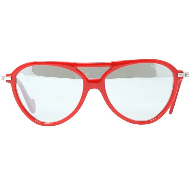 Moncler ML0054 67C OO Red Sunglasses. The Moncler ML0054 67C OO Red Sunglass are the perfect burst of confidence and style. The sleek red frame will draw all eyes to you as they will be dazzled by your style. Be bold and show off your classic sense of fashion with these statement sunglasses.. Nose Bridge Width = 0mm, Lens Width = 99mm, Arm Length = 135mm. Grey Lenses, Made In Italy. Sunglasses, Sunglasses Case, Cleaning Cloth and Care Instructions all Included, 100% Protection Against UVA and UVB Sunlight and Conform to British Standard EN 1836:2005. Moncler ML0054 67C OO Red Sunglass