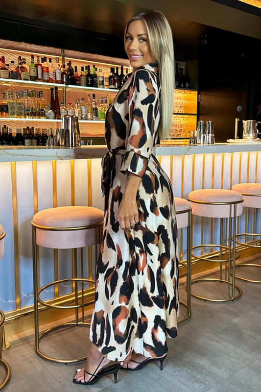 Ladies Dresses Leopard Print Shirt Dress Midi Best Shirt Dress Animal Print  Clearance Feline Flirty Multi