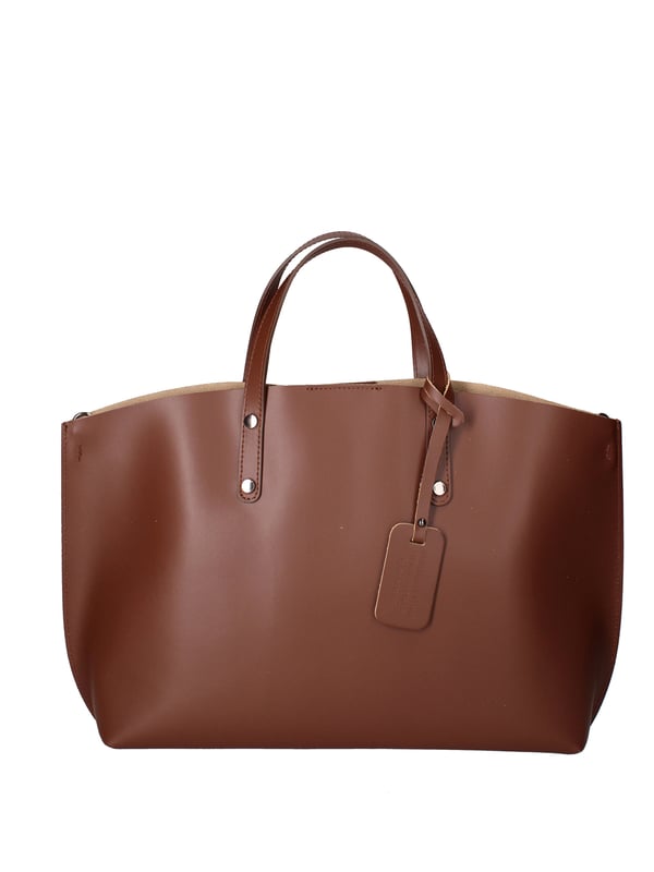 Bolso de mujeres con un solo compartimento sin forro en cuero Ruga genuino. Bolsa interna extraíble. Producto artesanal italiano. Hecho en Italia