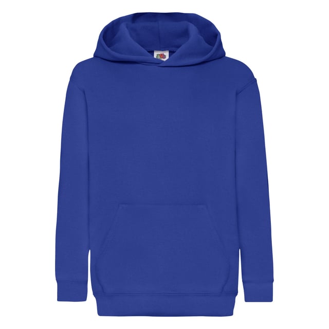 Single jersey back neck tape for comfort.  Double fabric hood without drawcord, in line with European Childrenswear legislation.  Front pouch pocket.  Waist and cuff rib in cotton/elastane for shape retention.  Also available in mens sizes code 62208 and in ladies sizes code 62038. Weight: 280g/m². Fabric: 80% cotton Belcoro® Yarn 20% polyester.