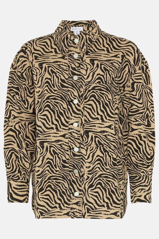 Zebra Print Denim Oversized Shirt