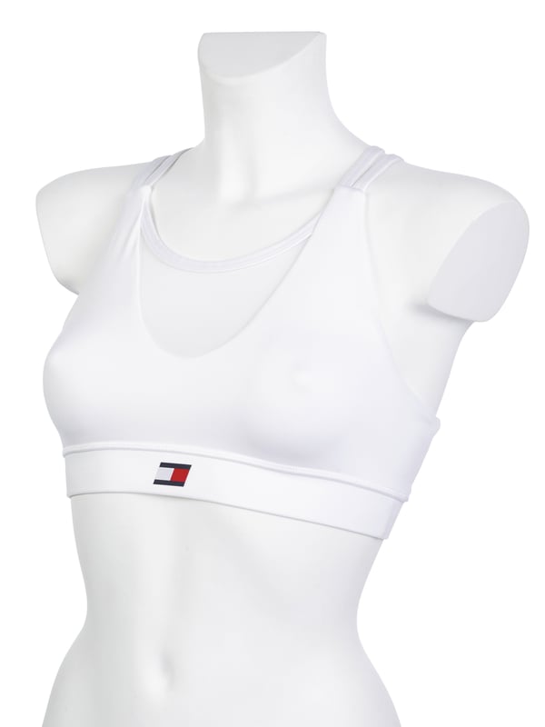 76% poliéster, 24% elastano; Top deportivo/bikini Tommy; Modelo: S10S100443YBR; Mano de obra de alta calidad; Sin aros, sin cierre; Abrazar la figura; Detalles del logo de Tommy Sport