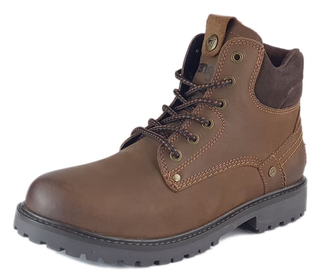 Men's lace up boots from Wrangler the 'Yuma' boots showcase a sturdy design with a rounded toe, six eyelet lace up fastening and durable TR sole with excellent grip. For comfort, the boots are fitted with a padded collar and tongue. Complete with double stitch detail and a pull loop to the tongue for entry assistance. Subtle branding throughout