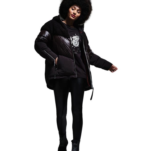 100% Polyamide. Fabric: Baffled, Borg, Crinkle, Fleece, Synthetic. Design: Chevron, Foil, Quilted. 410gsm. Neckline: Hooded. Inner Zip Guard, Padded. Sleeve-Type: Long-Sleeved. Cuff: Zip. Hood Features: Grown On Hood. Pockets: 1 Map Pocket, 2 Lower Pockets, Zip. Fastening: Full Zip. Hem: Adjustable, Shockcord Hem. Sustainability: Feather-Free, Made from Recycled Materials. Style: Puffer. 8 UK: 32 in. 10 UK: 34 in. 12 UK: 36 in. 14 UK: 38 in. 20 UK: 45 in. 18 UK: 43 in. 16 UK: 40 in.