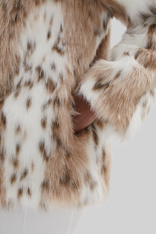 Faux lynx fur coat top