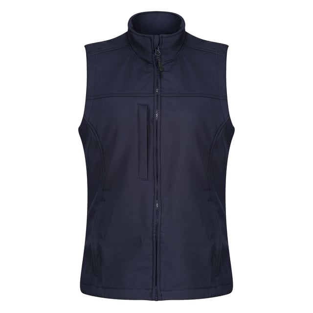Material: 96% Polyester, 4% Elastane. Fabric: Soft Touch, Softshell, Stretch, Woven. 270gsm. Design: Plain. Fit: Shaped. Quick Dry, Water Repellent, Wind Resistant. Fabric Technology: Warm-Backed. Sleeve-Type: Sleeveless. Neckline: Zip. Pockets: 2 Lower Pockets, 1 Chest Pocket, Zip. Fastening: Zip. Hem: Adjustable, Shockcord Hem.