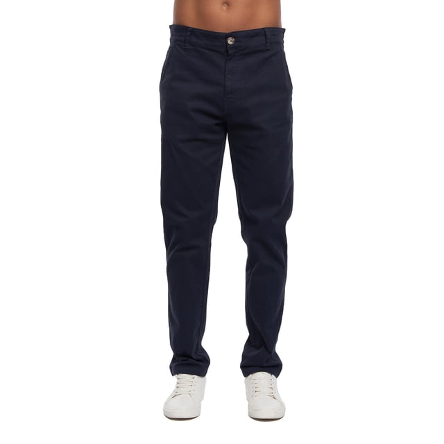 98% Polyester, 2% Elastane. Fabric: Stretch. Design: Plain. Fastening: Button, Zip Fly. Back Yoke, Belt Loops, Mock Horn Buttons, Twin Needle Stitching. Pockets: 2 Side Pockets, 2 Back Pockets, Buttoned. Fit: Slim.