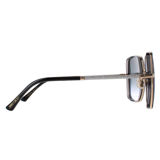 Jimmy Choo Square Womens Gold Grey Dark Grey Gradient JAYLA/S  Sunglasses are a fashionable square frame, enhancing your facial features while providing optimal sun protection. The high-quality metal material used in their construction ensure durability and comfort, making them the ideal companion for both everyday wear and special occasions. The Jimmy Choo logo features on the slender temples for brand authenticity.