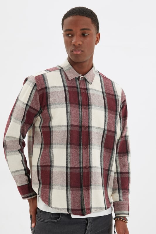 Trendyol Maglione Uomo Girocollo Plaid Regolare - Blu Navy, 100% Acrilico - 3