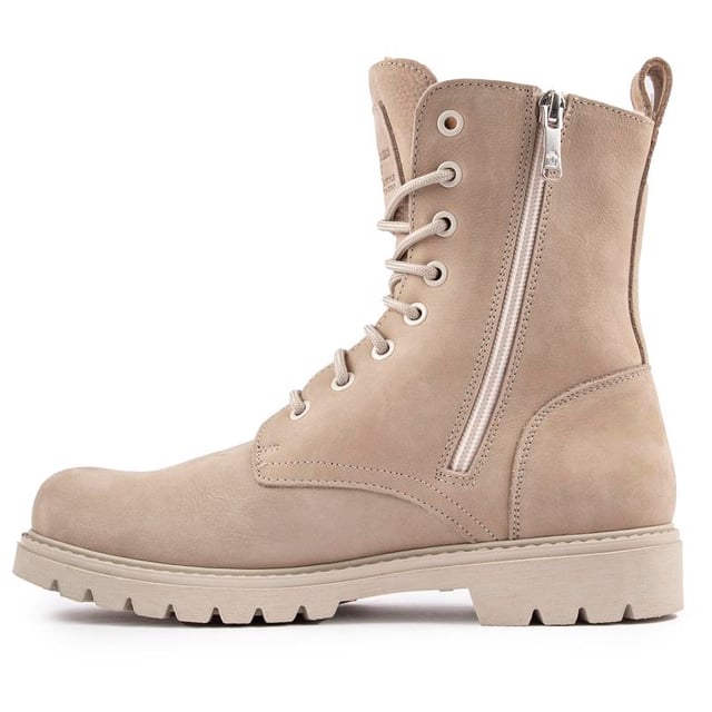 Women's Panama Jack Frisia Lace-up Ankle Boots With A Premium Natural Nubuck Upper, Featuring Tonal Laces, Metal Eyelets And Embossed Logo To The Side. These Spanish Made Boots Combine A Rugged Outdoor Vibe With A Sassy Fashion Look.
