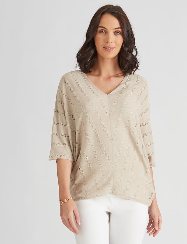 KATIES Womens Jumpers Cardigans Natural Beige Elbow Sleeve