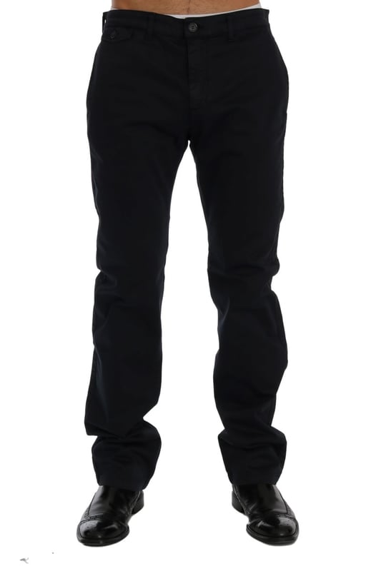 Brand: GF Ferre
  Color: Blue
  Fit: Straight fit
  Pockets: Two front pockets and two back pockets
  Closure: Zipper fly closure
  Details: Logo details
  Material: 97% Cotton 3% Elastane
Material: 97% Cotton 3% Elastane