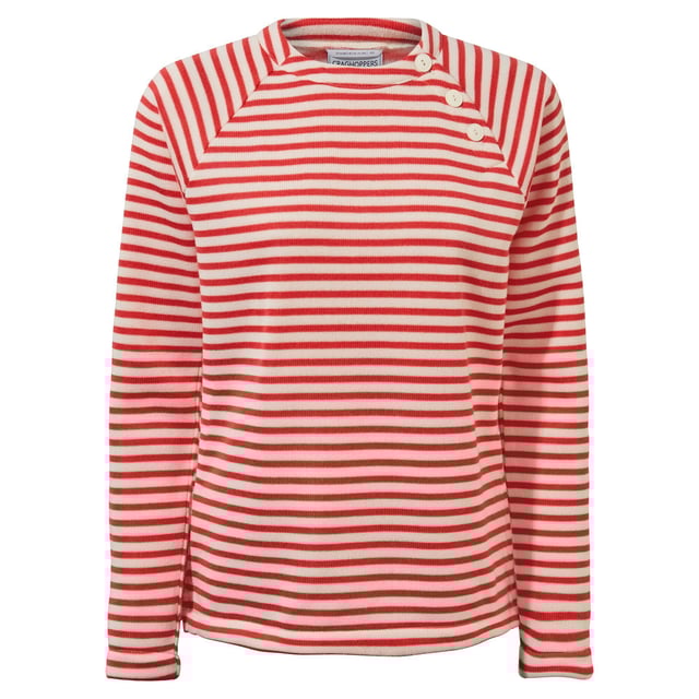 Material: 100% Polyester. Fabric: Fleece. Design: Striped. 3 Button Placket. Fabric Technology: Insulating, Lightweight. Hem: Split. Neckline: Crew Neck. Sleeve-Type: Long-Sleeved. Fastening: Button. Sustainability: Made from Recycled Materials.