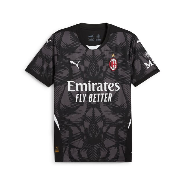 PRODUCT STORY: Guard your net like the Rossoneri in this official AC Milan goalkeeper jersey. Designed for peak performance, it features dryCELL technology to wick sweat and keep you comfortable and focused as you make those match-winning saves. FEATURES & BENEFITS: dryCELL: Performance technology designed to wick moisture from the body and keepyou free of sweat during exercise; As part of the RE:FIBRE program, this garment is made of at least 95% recycled material from textile waste and other used materials. DETAILS: Regular fit; 170 gsm, Jacquard; Crew neck; Short sleeves; Official team branding.  Our model is 181 cm tall and is wearing size M UK.
