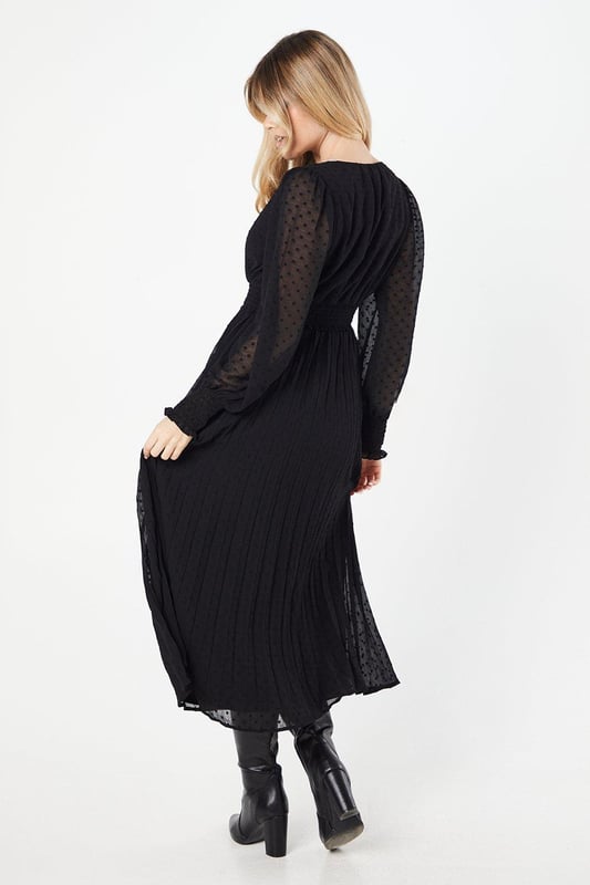 Dobby Chiffon Wrap Midi Dress