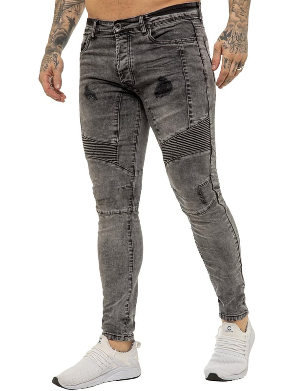 Mens skinny biker jeans black outlet