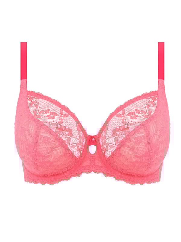 Freya Offbeat Plunge Bra. With a gated back, lace-adorning cradle and adjustable straps. Product is hand wash only.