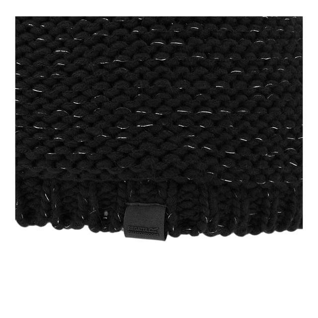 Outer Materials: 90% Acrylic, 10% Polyester. Lining Material: 100% Polyester. Lining: Fleece. Fabric: Lurex. Faux Fur Pom Pom.