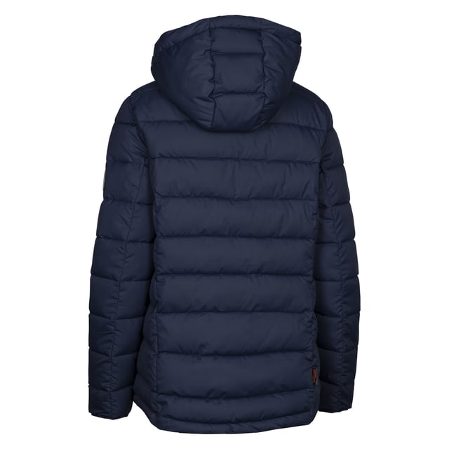 100% Recycled Polyester. Design: Plain. Fabric Technology: DLX. Neckline: Hooded. Sleeve-Type: Long-Sleeved. Padded, Sleeve Patch. Hood Features: Adjustable, Grown On Hood. Pockets: 2 Side Pockets, Zip. Fastening: Full Zip. Sustainability: Eco Friendly. XS: 32 in. S: 34 in. M: 36 in. L: 38 in. XL: 40 in. XXL: 42 in.
