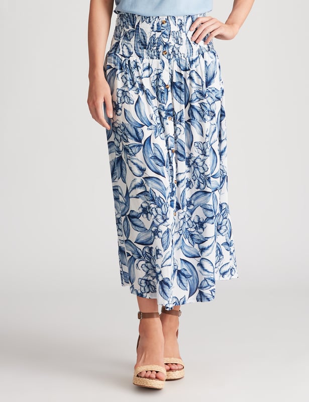Smocked waist maxi skirt discount