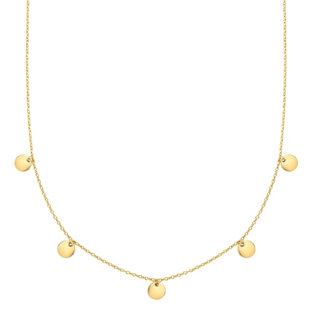 Stylish boho accessories like this necklace from the young label EASTSIDE are a must-have for every jewelry box. The small, circular pendants are a playful eye-catcher and conjure up festival vibes in your décolleté. The anchor chain and pendant plates are made of IP gold-plated stainless steel - the perfect jewelry material for active women who are looking for a scratch- and waterproof fashion jewelry alternative. Thanks to an extension piece with a lobster clasp, the length of the delicate chain can be quickly and easily adjusted. An everyday companion that goes with many looks - and maybe your new favorite piece?