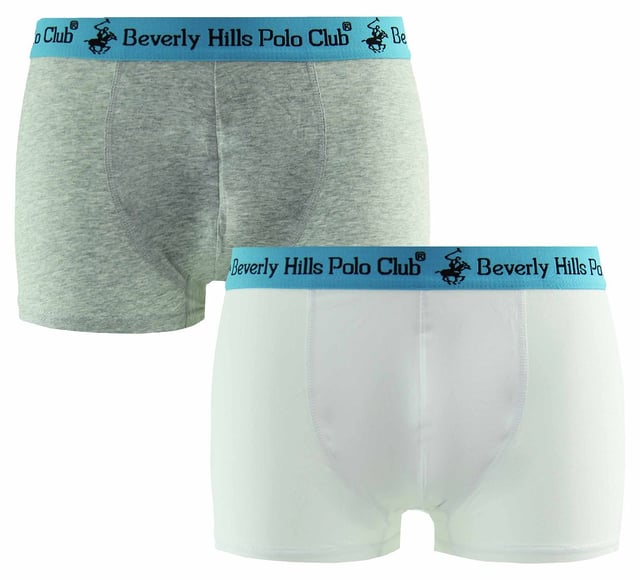 Beverly Hills Polo Club 2-Pack Stretch Waist Grey White Mens Trunks M004 HT 020