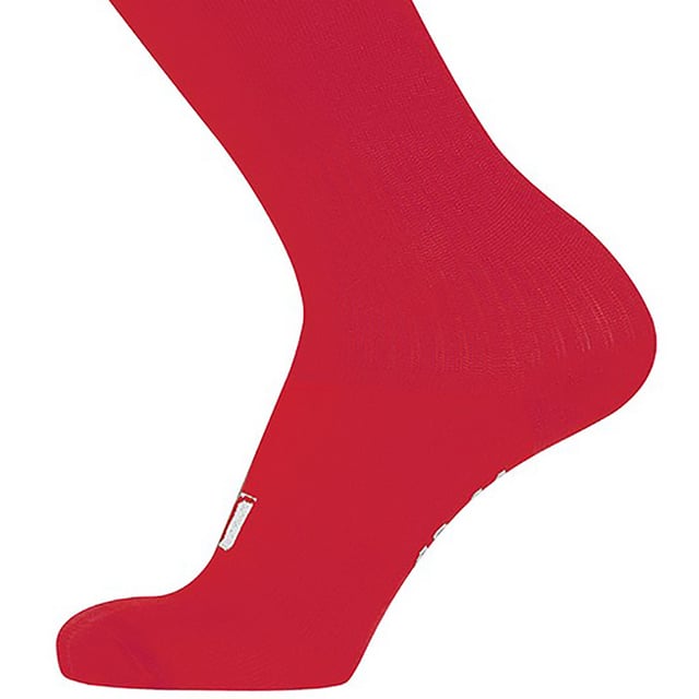 Knee length with ribbed opening. Branding to top of foot. Material: 80% polyester 15% cotton 5% spandex. Children shoe size 11.5-2.5, 3.5-6.