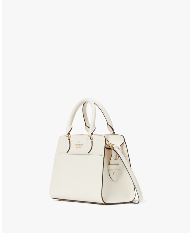 Madison Saffiano Leather Small Satchel, Metal Pinmount Logo, Back Zip Pocket, Front Slip Pocket,  Length: 25.00 Cm,  Width: 19.00 Cm,  Height: 18.90 Cm