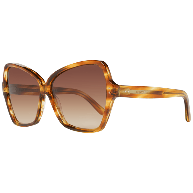 <table>
<tr>
<td>Gender</td>
<td>Women</td>
</tr>
<tr>
<td>Main color</td>
<td>Bronze</td>
</tr>
<tr>
<td>Frame color</td>
<td>Bronze</td>
</tr>
<tr>
<td>Frame material</td>
<td>Plastic</td>
</tr>
<tr>
<td>Lenses color</td>
<td>Bronze</td>
</tr>
<tr>
<td>Lenses material</td>
<td>Plastic</td>
</tr>
<tr>
<td>Filter category</td>
<td>2</td>
</tr>
<tr>
<td>Style</td>
<td>Butterfly</td>
</tr>
<tr>
<td>Lenses effect</td>
<td>Gradient</td>
</tr>
<tr>
<td>Protection</td>
<td>100% UVA &#038; UVB</td>
</tr>
<tr>
<td>Size</td>
<td>64-12-145</td>
</tr>
<tr>
<td>Lenses width</td>
<td>64mm</td>
</tr>
<tr>
<td>Lenses height</td>
<td>55mm</td>
</tr>
<tr>
<td>Bridge width</td>
<td>12mm</td>
</tr>
<tr>
<td>Frame width</td>
<td>156mm</td>
</tr>
<tr>
<td>Temples length</td>
<td>145mm</td>
</tr>
<tr>
<td>Shipment includes</td>
<td>Case, cleaning cloth</td>
</tr>
<tr>
<td>Spring hinge</td>
<td>No</td>
</tr>
</table>