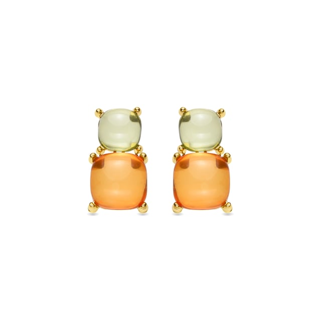 Pendientes Tosab de Cristal Multicolor acabados en oro amarillo de 18k.