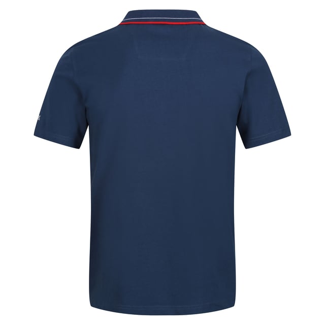 100% Cotton. Fabric: Coolweave. Design: Logo. Fastening: Button. Neckline: Contrast Stripe, Turn Down Collar. Sleeve-Type: Short-Sleeved. Fabric Technology: Breathable. 3 Button Placket. 160gsm. Sustainability: BCI Approved, Sustainable Materials. S: 38 in. M: 40 in. L: 42 in. XL: 44 in. XXL: 48 in. 3XL: 51 in. 4XL: 54 in. 5XL: 57 in.