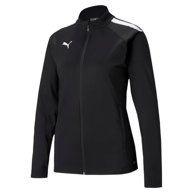 PRODUCT STORY Show 'em what you've got in style with the teamLIGA Training Football Jacket. Athletic PUMA Formstrip branding at the shoulders, high-performance dryCELL moisture wicking, a classic stand-up collar and secure zip pockets unite to make this the ultimate game-day go-to piece – while also doubling as a stylish off-pitch staple. Made with 100% recycled material to help reduce the environmental impact. FEATURES & BENEFITS Contains Recycled Material: Made with recycled fibers. One of PUMA's answers to reduce our environmental impact.dryCELL: PUMA's designation for moisture-wicking properties that help keep you dry and comfortable DETAILS Regular fitFull-zip closure with stand-up collarZip pocketsTwo-tone design with contrast-colour sleevesPUMA Cat Logo heat transfer at right chestPUMA Formstrip heat transfer at shoulders100% Recycled polyester