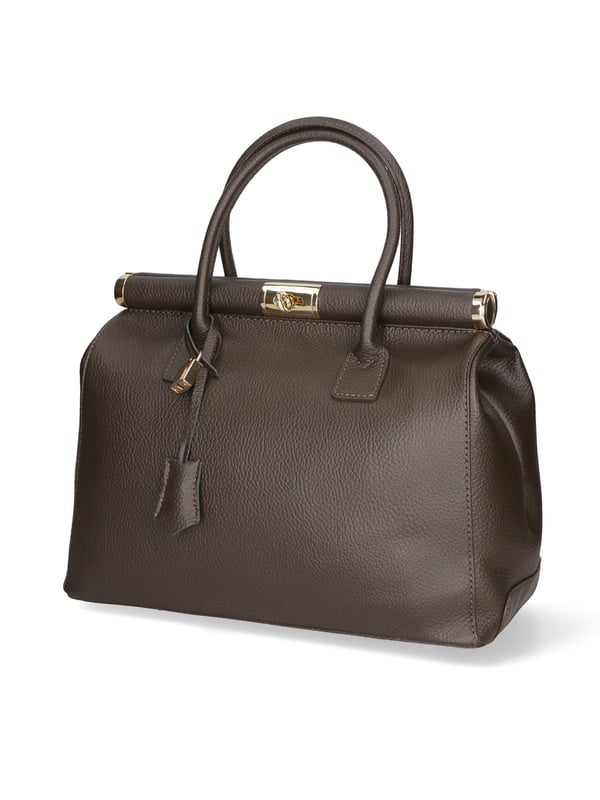 Damenhandtasche mit zwei Fächern und abnehmbarem Schultergurt. Italienisches handgefertigtes Produkt aus echtem Dollarleder. Hergestellt in Italien