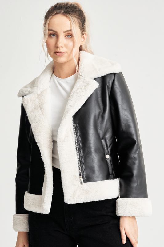 Barney's originals faux cheap fur coat