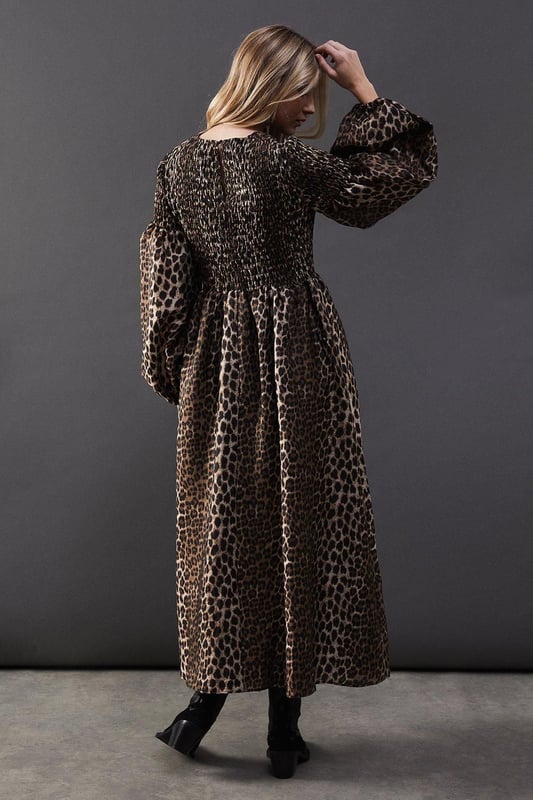 Textured Organza Shirred Midaxi Dress