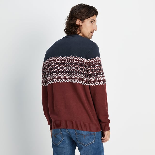 Waylon Mens Chunky Jumper Port/Dark Indigo