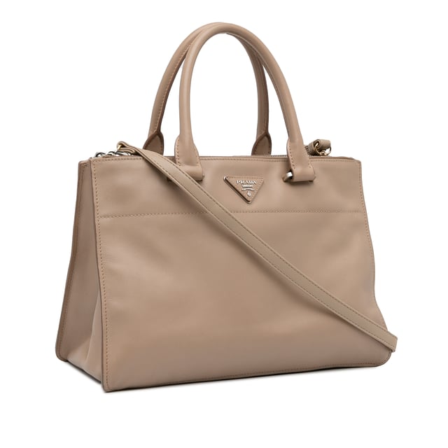 Vintage Prada City Calf Double Zip Galleria Tote Brown