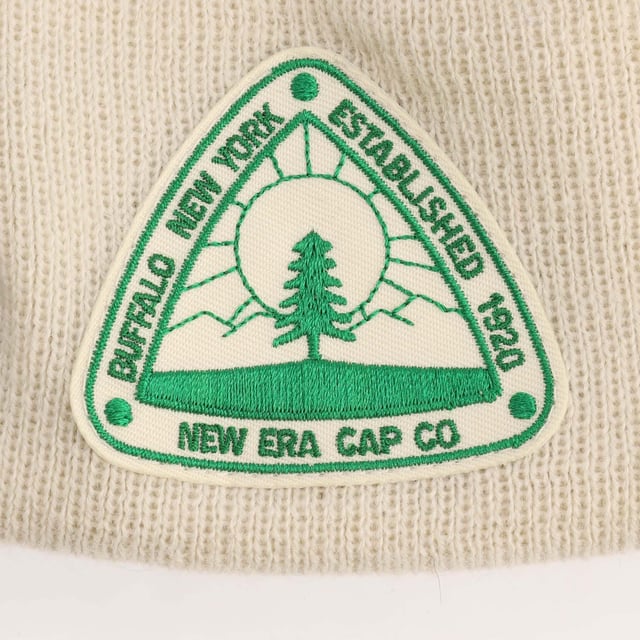 Mens New Era Cuff Knit Beanie Hat in beige.- Turned hem.- Knitted.- Embroidered branding.- 60% Polyester  40% Acrylic.- Ref: 60424745