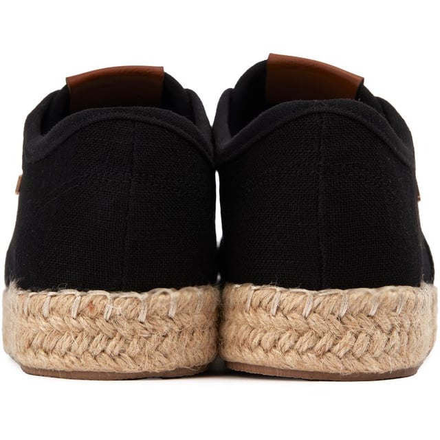 Womens black Wrangler jane shoes, manufactured with textile and a rubber & rope sole. Featuring: gold hardware, wrangler branding, rope edge sole and branded insole.