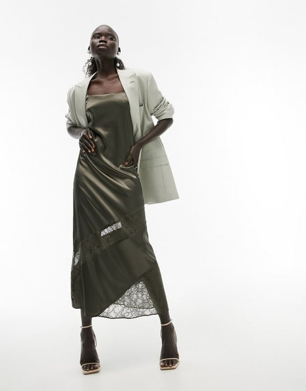 Topshop khaki sale slip dress