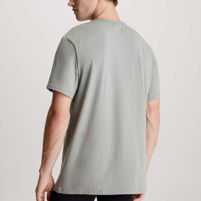 Mens Calvin Klein Lounge T- Shirt in grey.- Round neck.- Short sleeves.- Signature tape inside the neckline.- Logo print.- Regular fit.- Ref: 000NM2264E5JX