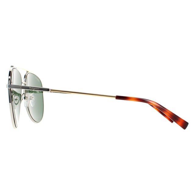Salvatore Ferragamo Aviator Unisex Gold Tortoise Green SF265S  Salvatore Ferragamo are a aviator style crafted from lightweight metal. A double bridge design, silicone nose pads and plastic temple tips ensure all day comfort. The Ferragamo logo is engraved in the slender temples for brand authenticity.